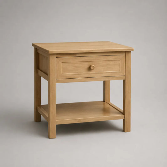 Rechteckiger Nachttisch aus Holz mit Schublade und Ablage, Natur, 50 × 40 × 60 cm