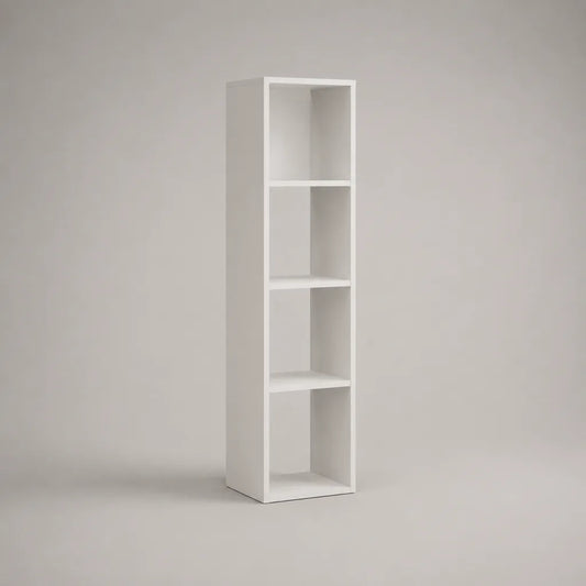 Bücherregal Standregal aus MDF mit 4 Fächern, Weiß, 30 × 30 × 120 cm