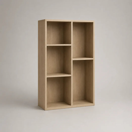 Bücherregal mit 5 offenen Fächern aus Spanplatte, Eiche Natur, 75 × 30 × 120 cm