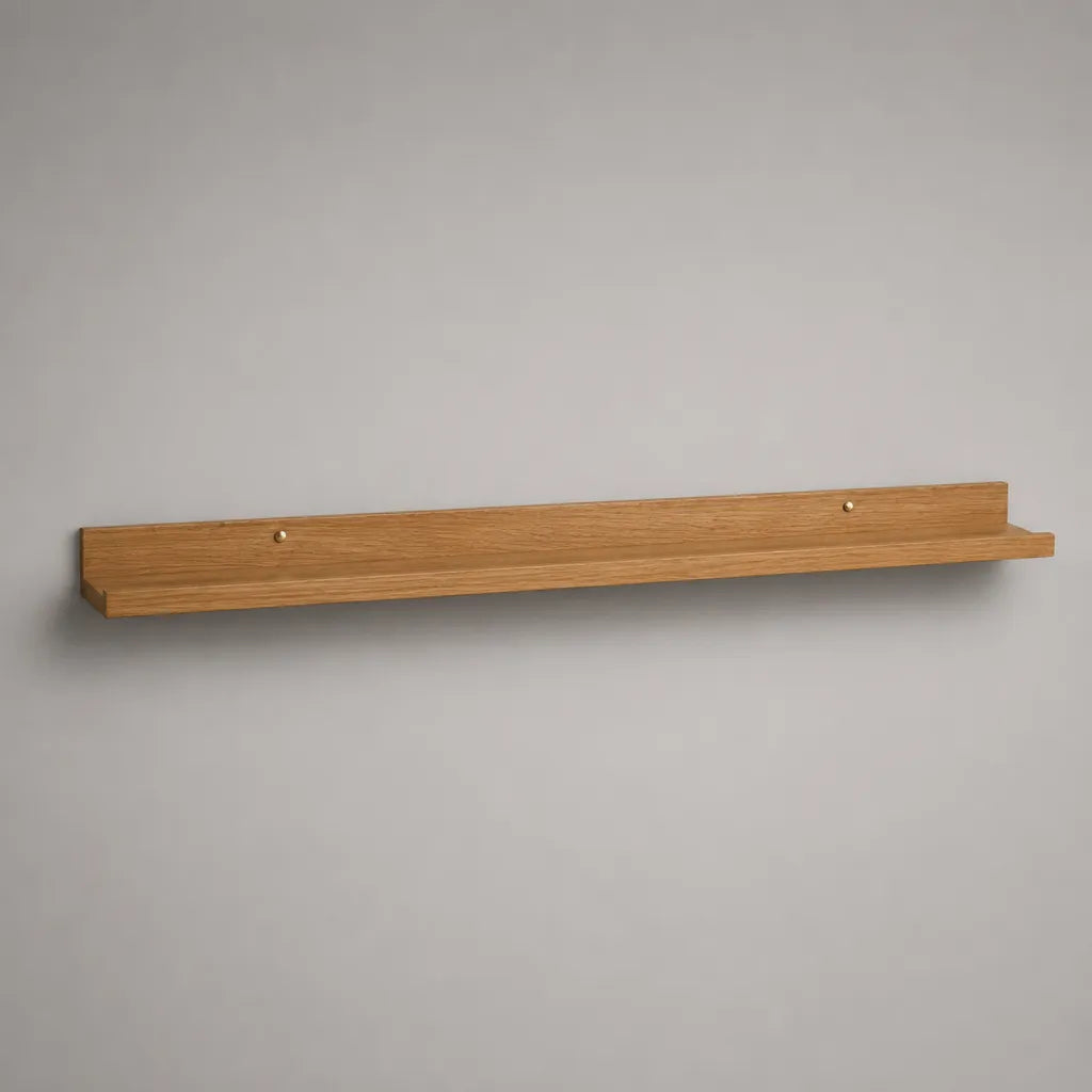Bilderleiste Wandregal aus massivem Eichenholz, Naturbraun, 120 × 10 × 8 cm