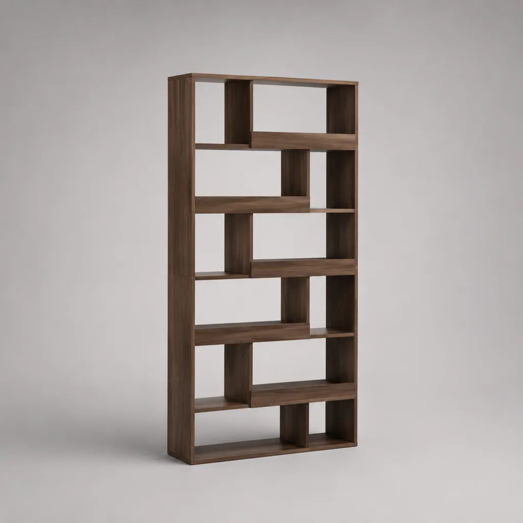 Bücherregal-Raumteiler aus melaminbeschichteter Spanplatte, Walnussbraun, 80 × 24 × 180 cm
