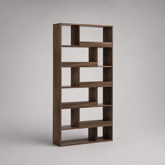Bücherregal-Raumteiler aus melaminbeschichteter Spanplatte, Walnussbraun, 80 × 24 × 180 cm